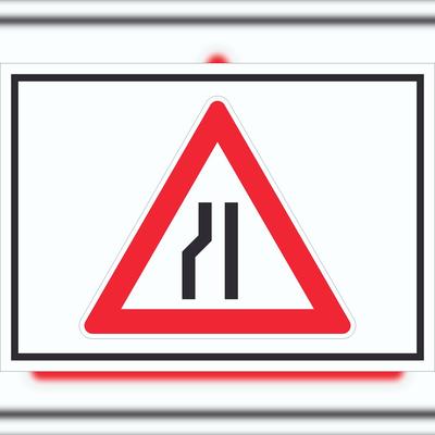 HB-Druck Schild Achtung Verengte Fahrbahn links Symbol A3 (297x420mm)
