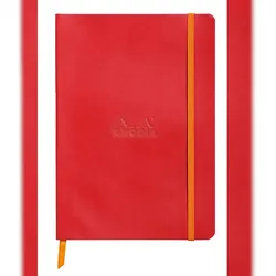 Rhodiarama Notizbuch A5 Softcover, 80 Blatt elfenbein 90g, liniert, mit Gummizugverschluss - Mohnrot 117413C
