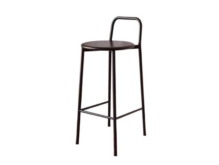 Barstühle 60 cm Barhocker aus Eisen mit Rückenlehne, Hochstuhl(Schwarz)