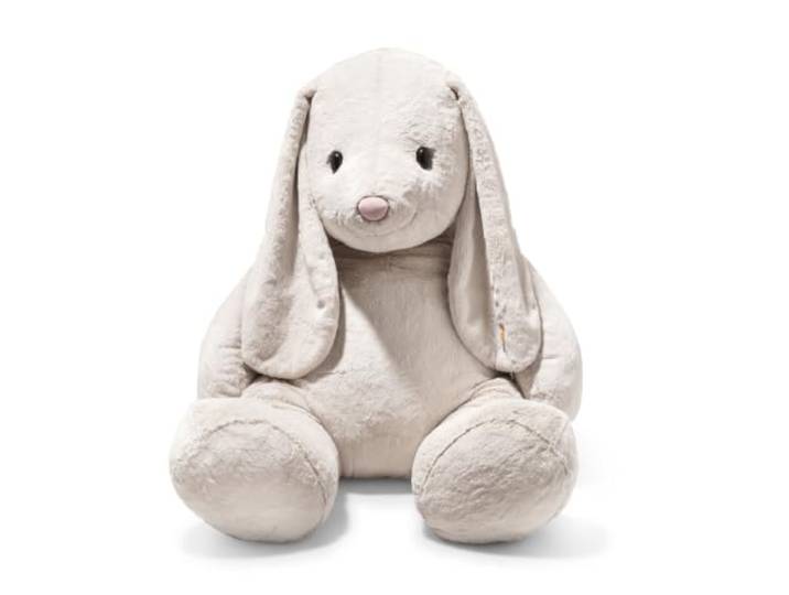 Steiff Kuscheltier Hoppie Hase, Süßes Stofftier mit Kunststoffaugen, Kinder, Jungen & Mädchen, Friends, Plüschtier 80 cm, Hellgrau, 080678