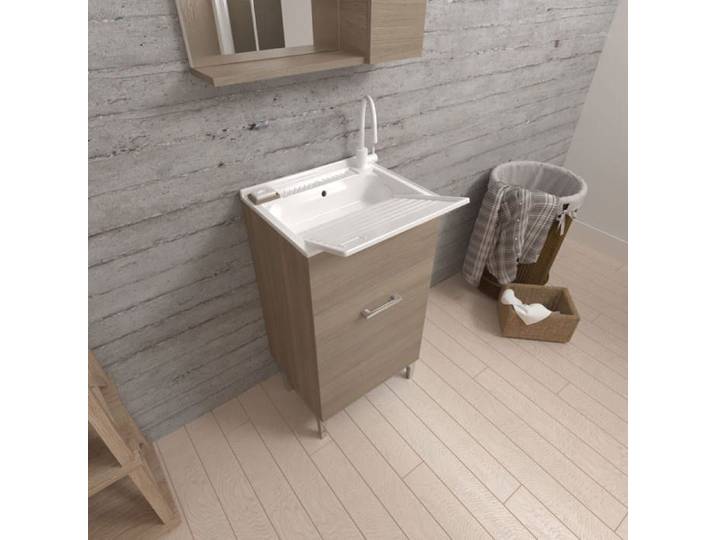 LAVOIR AVEC MEUBLE 45X50 AVEC 1 PORTE ET PLANCHE À LAVER PRATICO