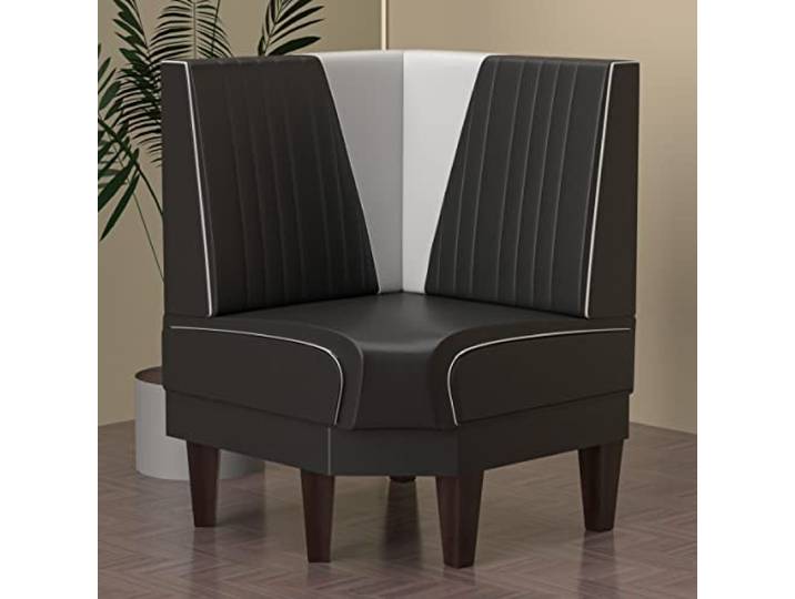 GGMMÖBEL Diner Vegas 1 Diner Eckbank B:H 64 x 103 cm V-Steppung Schwarz Leder American Diner Möbel, American Dinerbank