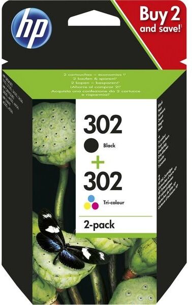 HP 302 (X4D37AE) - Noir + 3 couleurs - Cartouche d'encre - Multipack