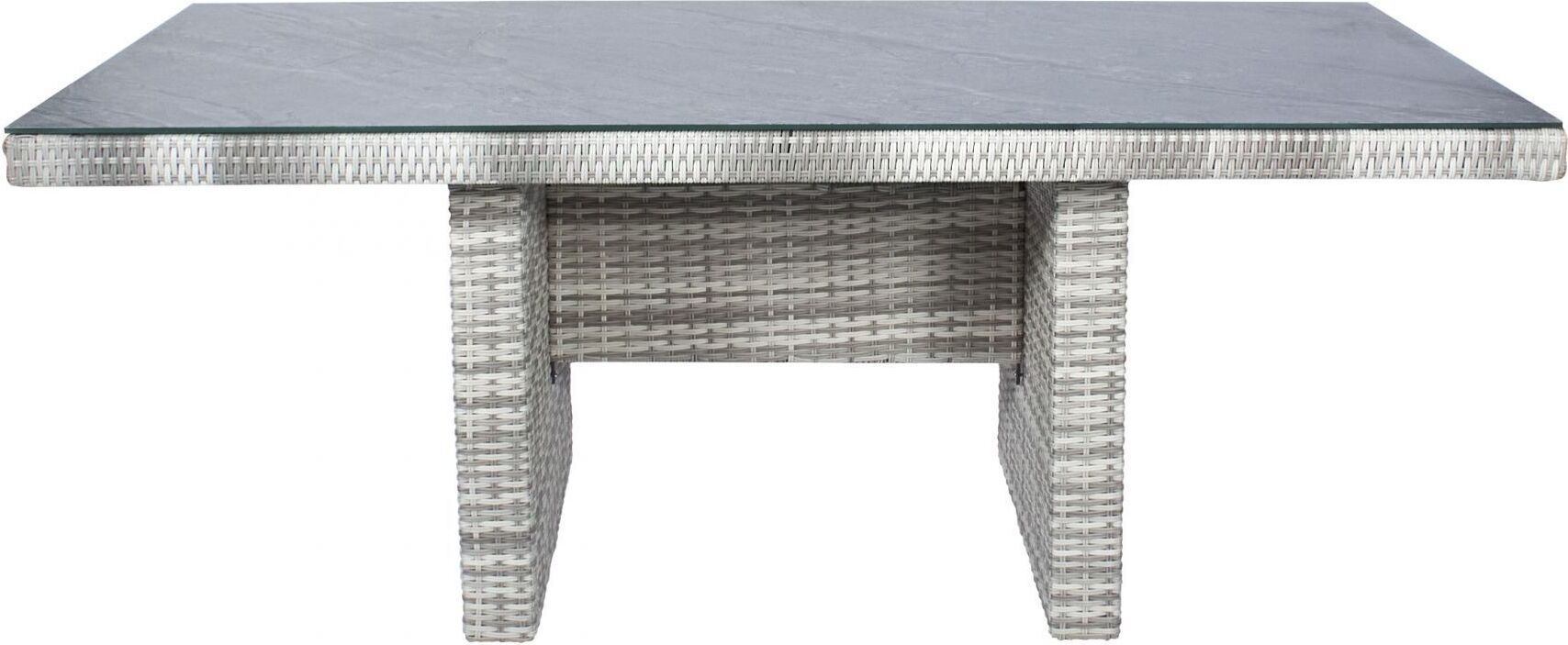 Gartentisch Boston Esstisch Wangentisch 192x90x75cm Glas-Keramik Weiß-Grau