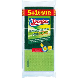 Spontex Spülschwamm Duo Anti-Fett 5+1, 19.311.067, Griffrille&Scheuerseite, farbig sortiert, 6 Stück