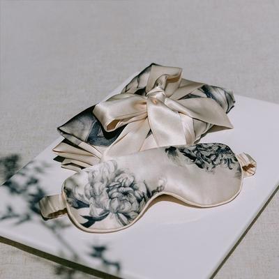 kimandono.com Kiku Luxury Washable Silk Self Care Set: Kimono & Eye Mask - ivory