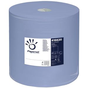 Papernet Putztuchrolle 416620, aus Recyclingpapier, blau, 3-lagig, 1000 Blatt à 37,3 x 36 cm, perforiert, 1 Rolle