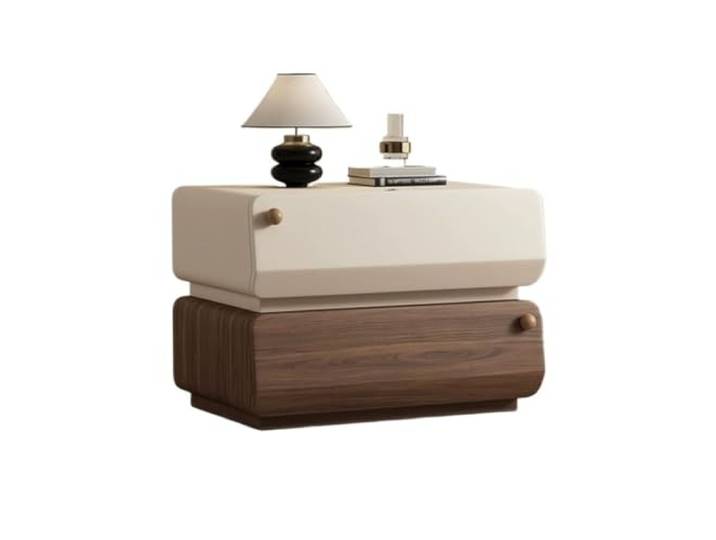 Schlank und platzsparend Nachttisch aus massivem Holz im Vintage-Creme-Stil Minimalistischer Aufbewahrungsschrank for das Schlafzimmer(XL)