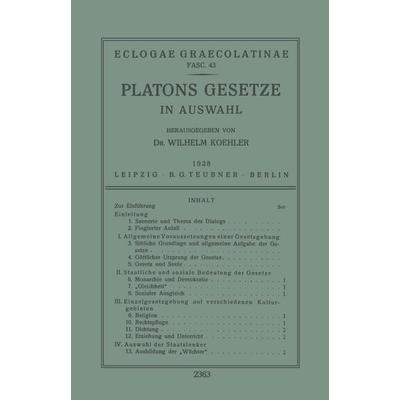 Platons Gesetze, Taschenbuch von Wilhelm Koehler, Vieweg & Teubner, 978-3-663-15398-6