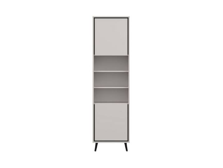 Deine Möbel 24 Vitrine FRESSO 2D 50 cm breit, 2-türig (1 St., FRESCO - Kollektion) 5 Ablagefächer, Push-to-Open, Metallfüße, Kaschmir/Schwarz