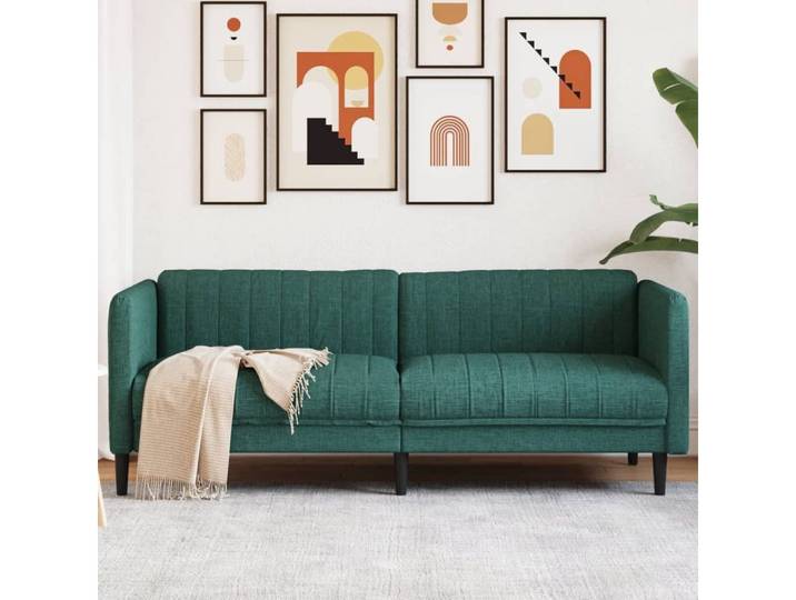vidaXL Sofa vidaXL Sofa 3-Sitzer Dunkelgrün Stoff
