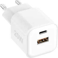 FONTASTIC 263842 - USB-Ladegerät, 20W, 1x USB-C (PD), 1x USB-A,