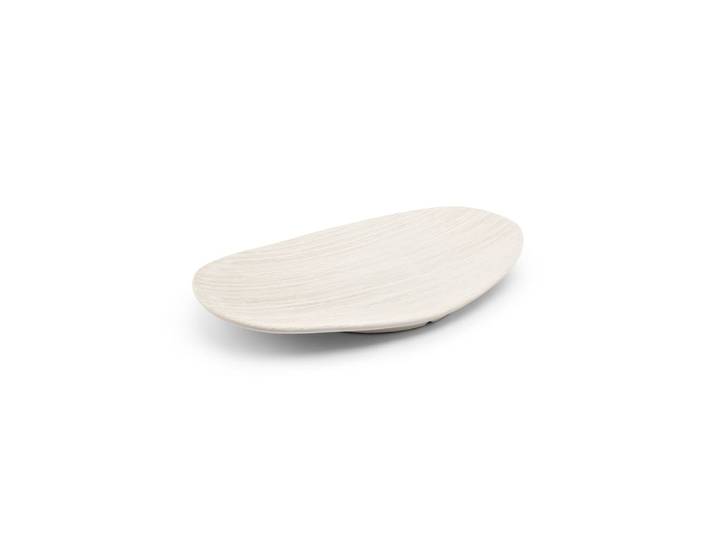Plat décoratif beige en grès 48x29,5cm