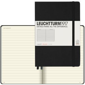 Leuchtturm1917 Notizbuch Medium, Karton Hardcover, schwarz, 125 Blatt / 251 Seiten, 80 g/m², liniert, A5