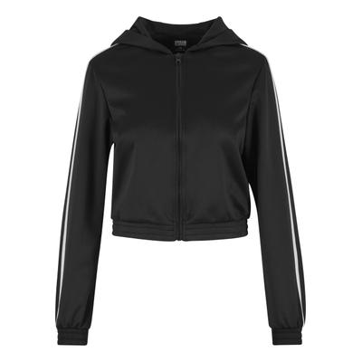 Langmantel URBAN CLASSICS "Urban Classics Ladies Cropped Track Jacket", Damen, Gr. 4XL, schwarz, 100% Polyester, Mäntel