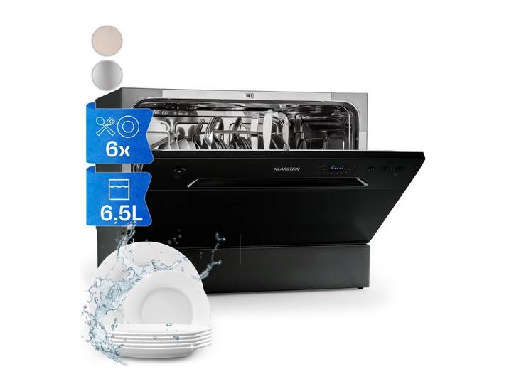 Klarstein Standgeschirrspüler Havasia UV 6 Geschirrspüler 1380W UV-Licht 6 Programme AquaStop 10041825, 7 l, Spülmaschine freistehend antibakteriell mit Selbstreinigung & 49 dB
