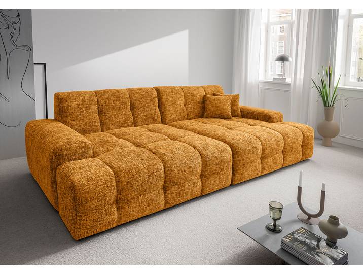 Big-Sofa Gelb/Gold Strukturstoff Ruta 304 x 87 x 155cm Modern