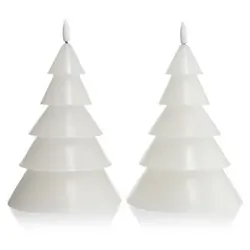 ELAMBIA 2 LED-Kerzen Tannenbaum Flamme Luma, Timer Ø 13cm, Höhe 17,5cm