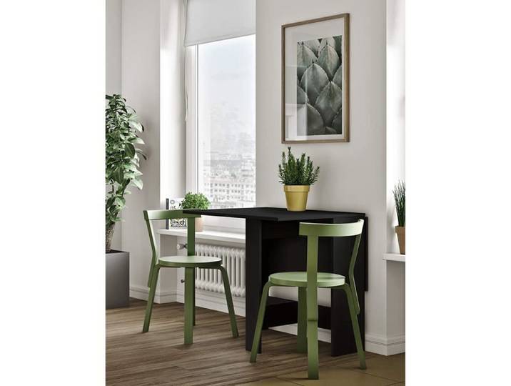 Table de Séjour Pliante - 4 Personnes - Noir - Style Contemporain