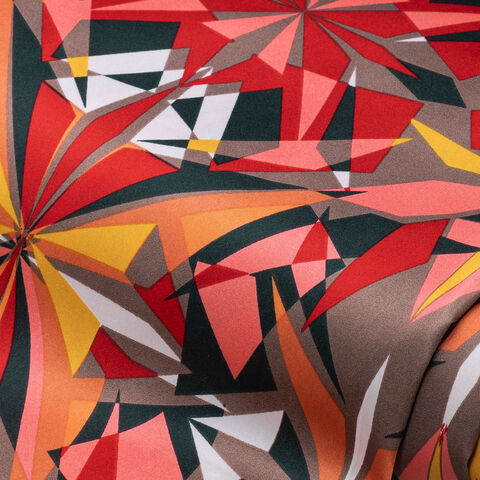 Blusen-Satin "Grafisch", rot/braun