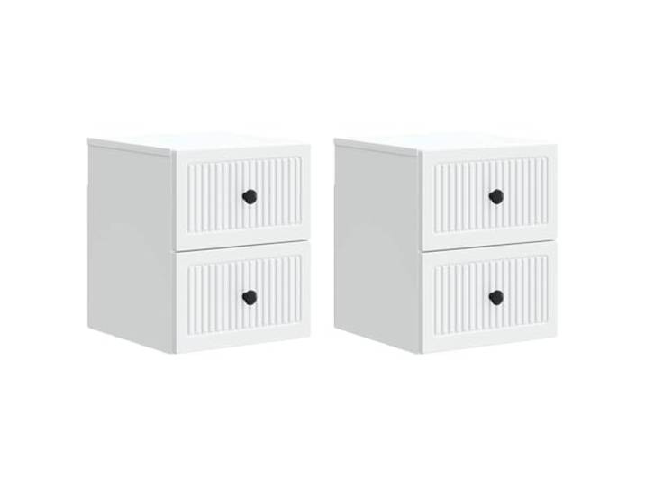 LMTYOENFG Schwebender Nachttisch 2er Set Weiß, Wandmontage 33x34,5x40 cm Platzsparendes Design für Schlafzimmer und Flur: Bietet kompakten Stauraum an der Wand und erleichtert die Bodenreinigung.