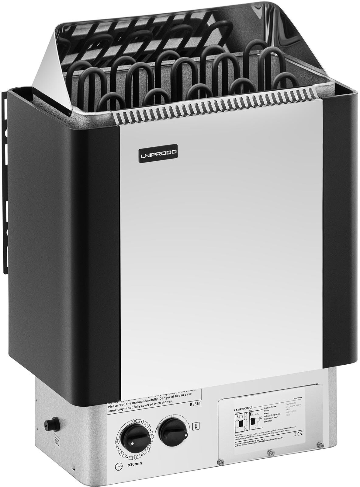 Uniprodo Saunaofen - 9 kW - 30 bis 110 °C - inkl. Steuerung UNI_SAUNA_S9.0KW