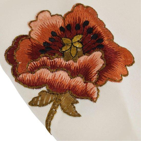 Wit rechthoekig tafelkleed met geborduurd bloempatroon, 40 x 85 cm
