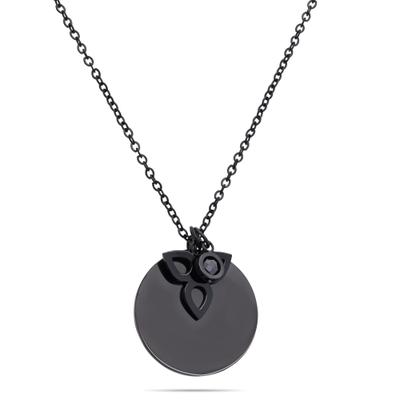 Kette mit Anhänger TAMARIS "Schmuck Geschenk Edelstahl Halskette Kreis/Blüte", schwarz (schwarz, kristallweiß), Halsketten, Damen, Edelstahl, L: 45 B: 1,69mm, mit Zirkonia (synth.), B:1,69mm