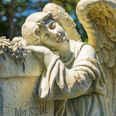 Zaer Ltd "34"" Tall Mourning Angel Statue with Pedestal"