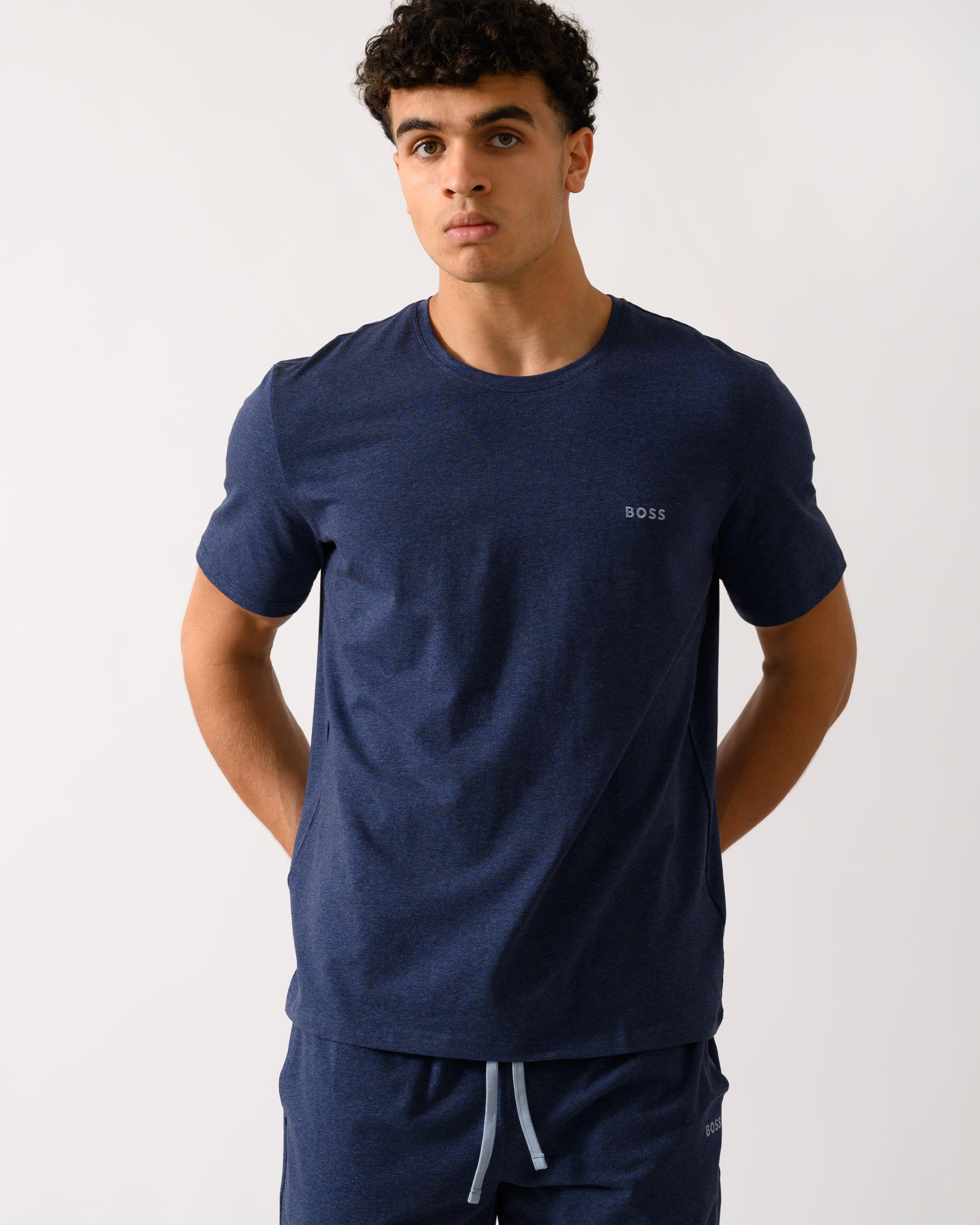 Herren Stretch-Baumwolle Loungewear T-Shirt in Dunkelblau