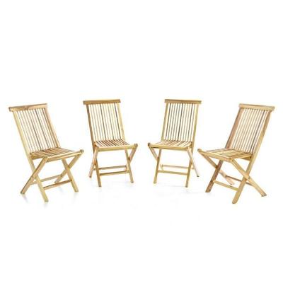 4er Gartenstuhl Hochlehner Klappstuhl Holz Teak