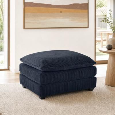 Uixe Modern Corduroy Plush Cloud Pillow Top Ottoman