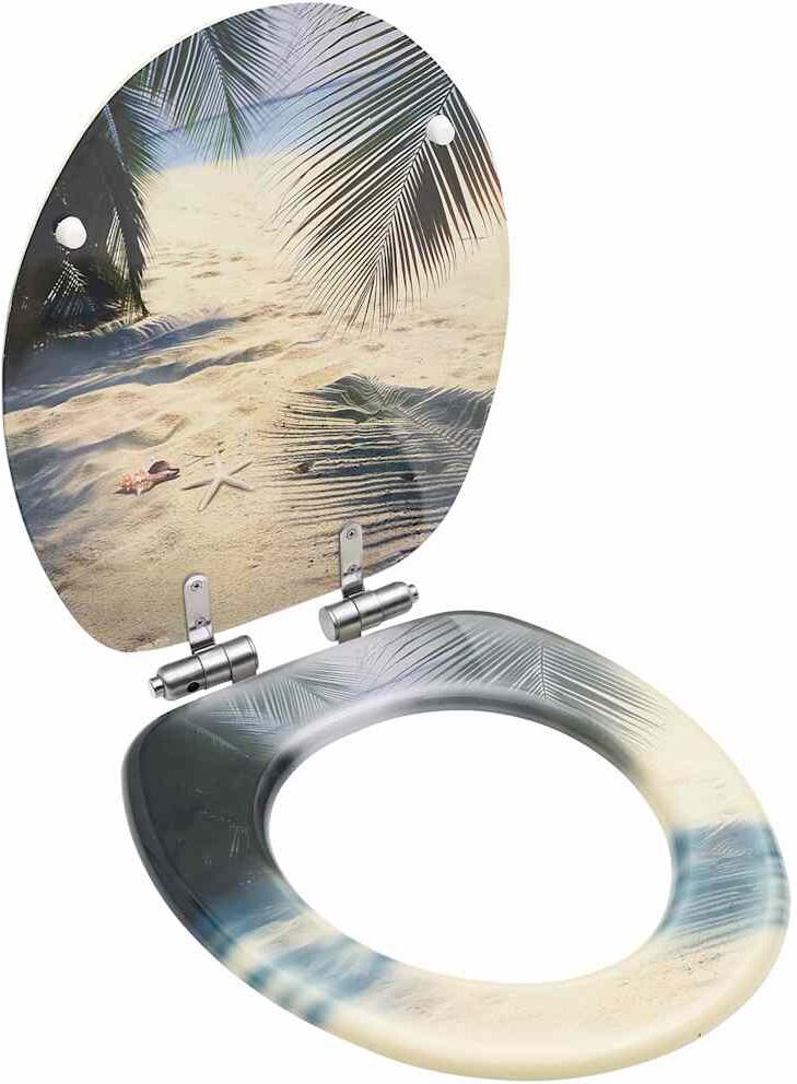 vidaXL Siège WC avec couvercle à fermeture en douceur MDF Plage