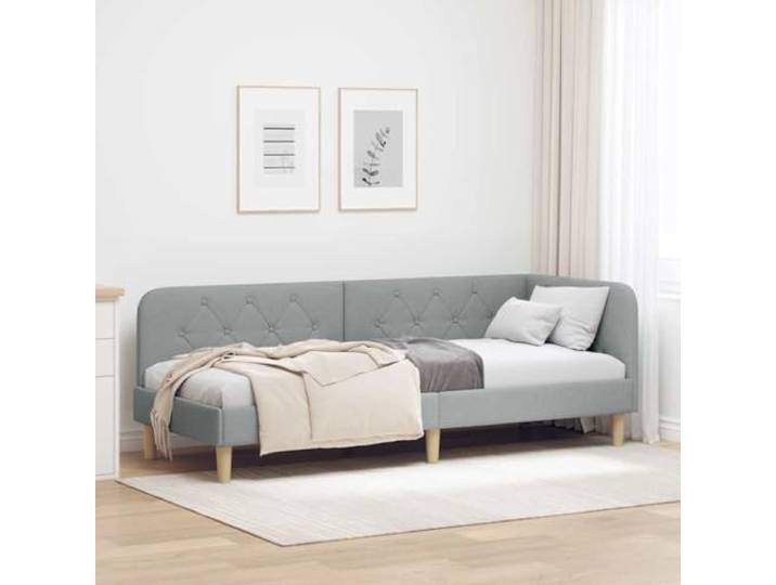 RJPLMFV Eckbettgestell, Hellgrau, 80 x 200 cm, Stoff Schlafsofa, umkehrbare Armlehne, weiches Polyester, modernes Design, Lattenrost inklusive
