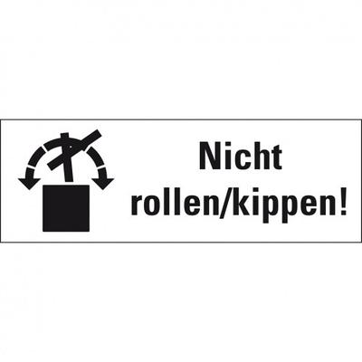 Aufkleber I Hinweisetikett Nicht Rollen/kippen, weiß, Haftpapier, permanent, 147x50mm, 250/Rolle