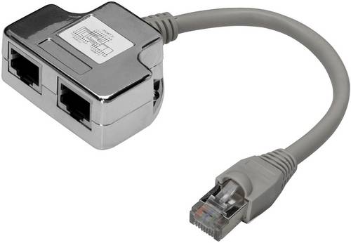 Digitus RJ45 Netzwerk Adapter CAT 5, CAT 5e [1x RJ45-Stecker - 2x RJ45-Buchse] Grau