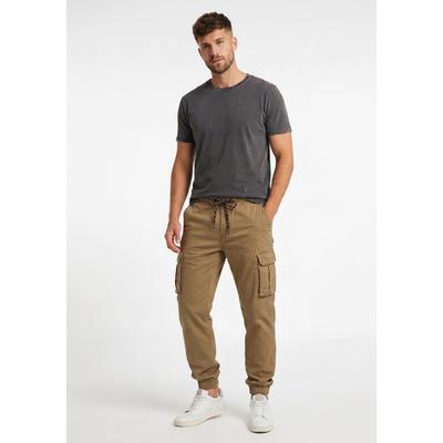 Cargohose MAN'S WORLD "mit elastischem Bund", Herren, Gr. 60, N-Gr, braun (beige), Web, Obermaterial: 100% Baumwolle, unifarben, regular fit lang, Hosen Cargohose, bequem, praktisch, lässig