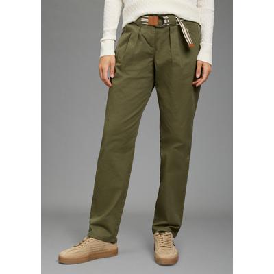 Chinohose LAURA SCOTT, Damen, Gr. 42, N-Gr, grün (khaki), Obermaterial: 98% Baumwolle, 2% Elasthan, unifarben, Basic, comfort fit knöchellang, Hosen Chinohose, gerade Passform im Comfort Fit, elastisches Material