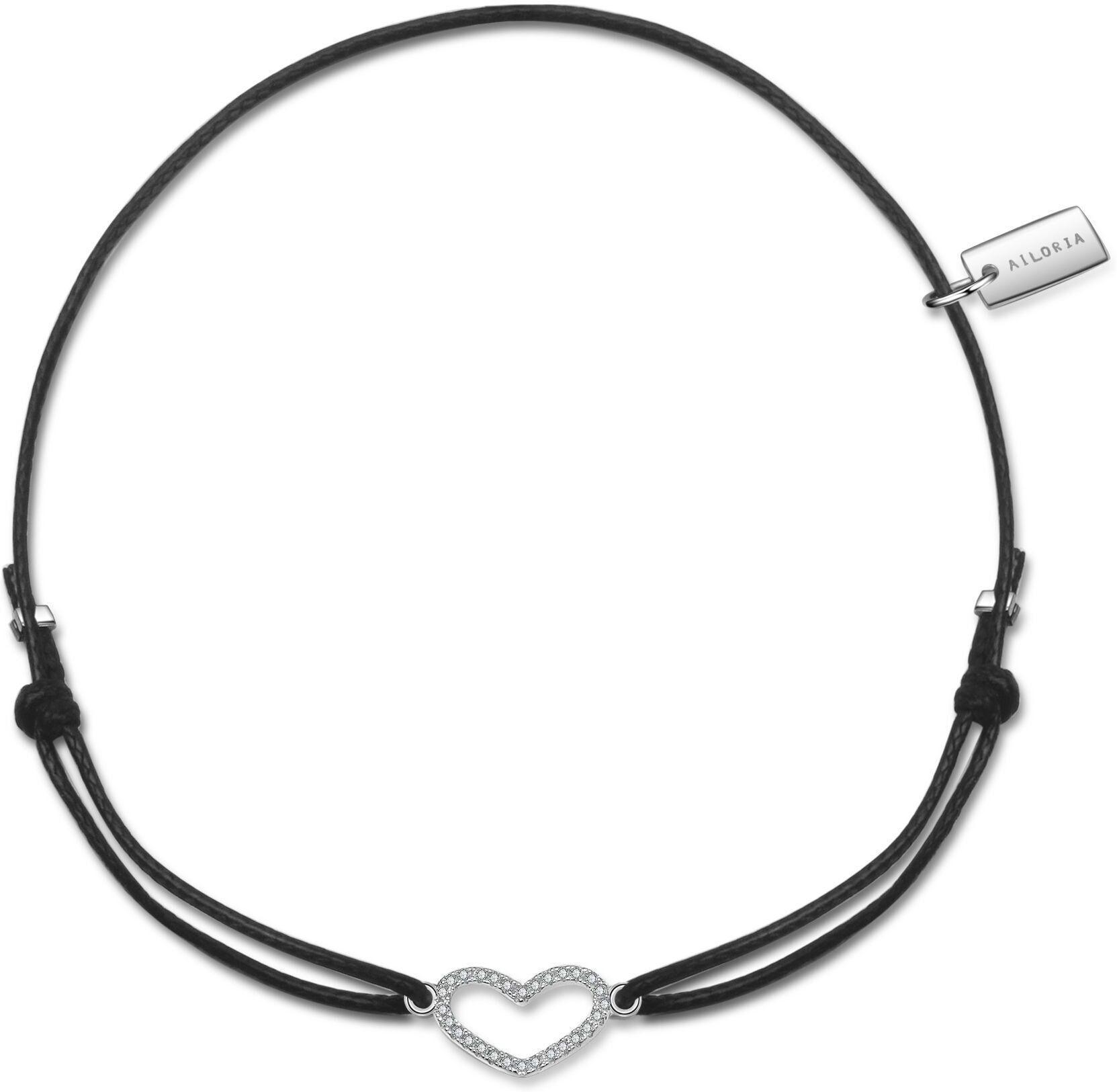 Armband AILORIA "Armband schwarz/silber LÉA", silber, Armbänder, Kinder, Silber 925 (Sterlingsilber), Armband