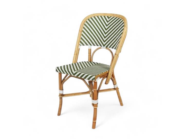 Chaise de terrasse WAGRAM - Rotin - Vert et blanc
