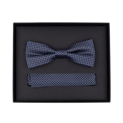 Fliege VENTI "VENTI Set aus Fliege und Einstecktuch gemustert", Herren, blau (dunkles mittelblau), 100% Seide, Fliegen