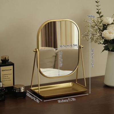Fusion Finds Luxury Rotating Makeup Mirror With Storage Base For Vanity & Dressing Table gold