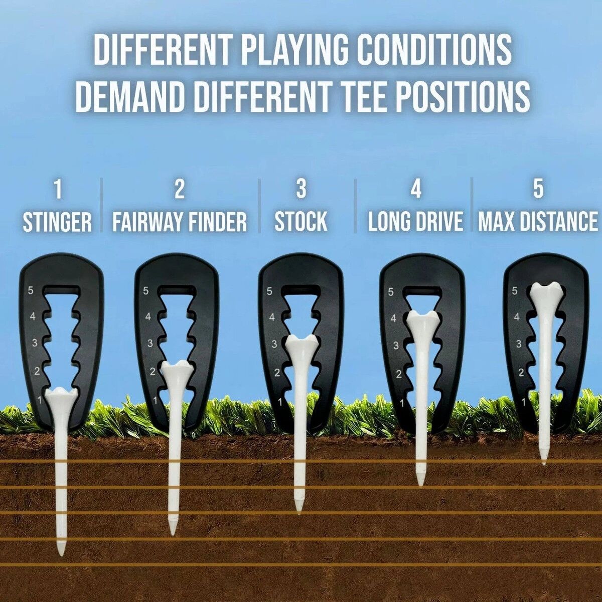 INF Régleur de hauteur de tee de golf - Outil plastique ergonomique pour réglage précis et uniforme