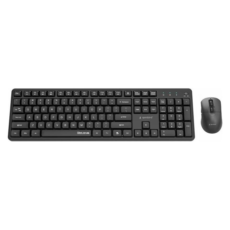 Gembird Bezprzewodowy Zestaw Klawiatury + Mysz Silent Key Pro Business Czarny Układ Us (US, Kabellos) (KBS-WMS-01)
