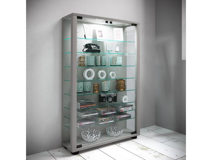 Buffet Lumo Mini 59 x 90 x 18cm Avec éclairage Argenté/Argenté