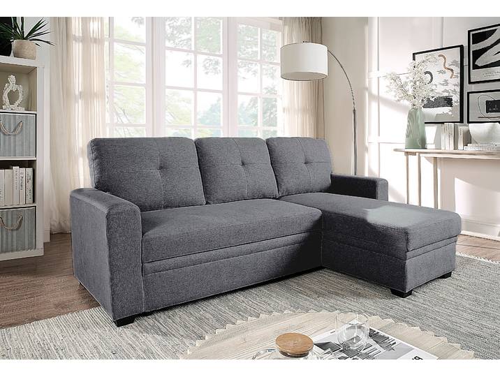 Ecksofa Gerrit L-Form, B: 216 cm , grau, B:216cm H:80cm T:139cm, ATLANTIC HOME COLLECTION, Sofas, Ecksofa, mit Schlaffunktion & Bettkasten