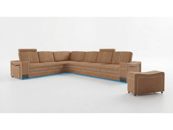 Xlmoebel Ecksofa Luxuriöses Ledersofa mit USB-Schnittstelle und großzügiger Sitzfläche, Ecksofa, Hergestellt in Europa
