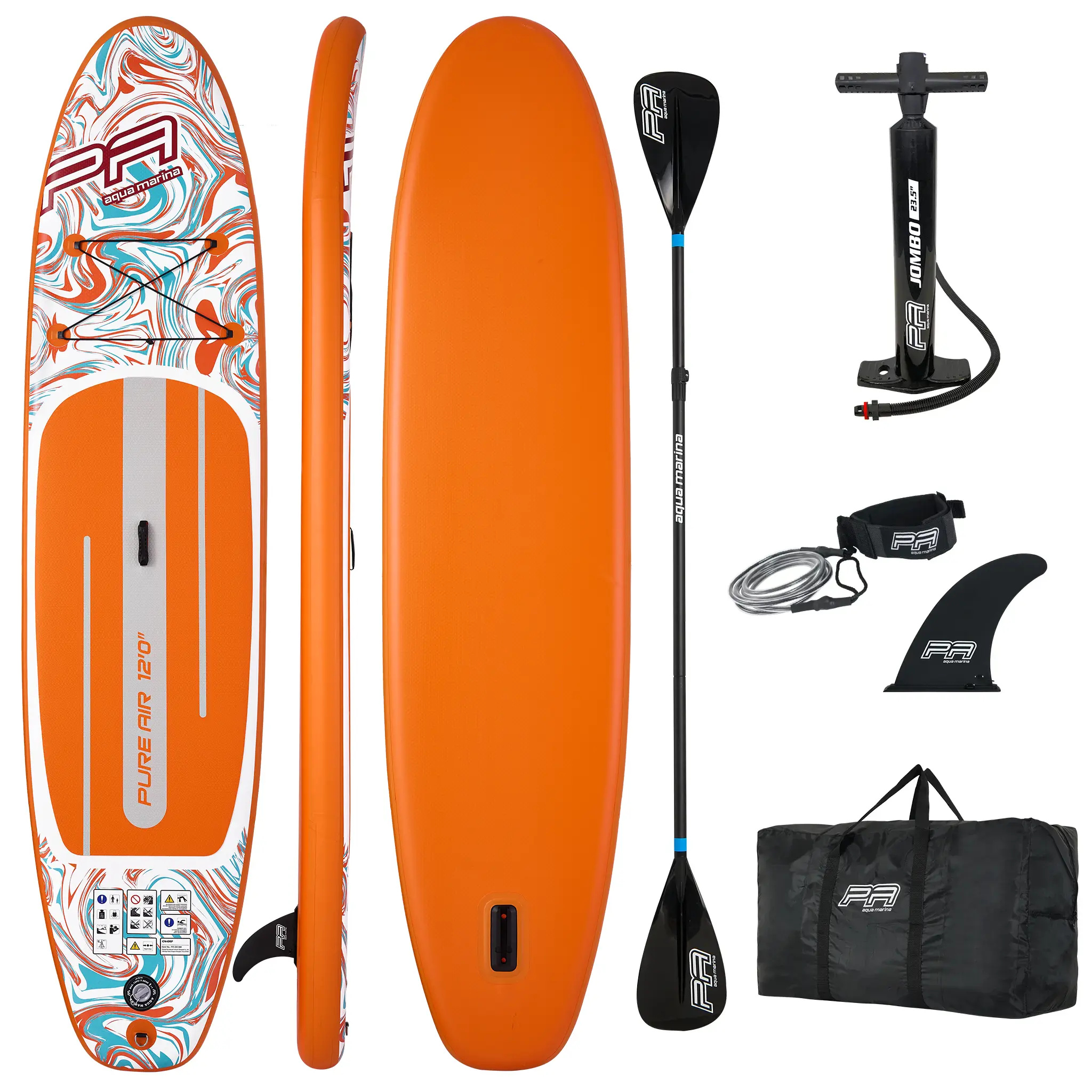 Aqua Marina Pure Air Coast 12'0 SUP Board Aufblasbares Stand Up Paddle Komplettset 366x84x15cm SUP Board