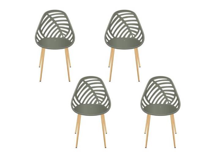 Toilinux - Lot de 4 chaises ajourées ALAMEDA - Olive