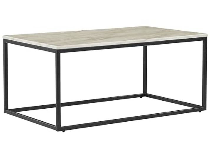 Beliani Trendy Couchtisch beige Marmor-Optik Schwarze Beine Delano